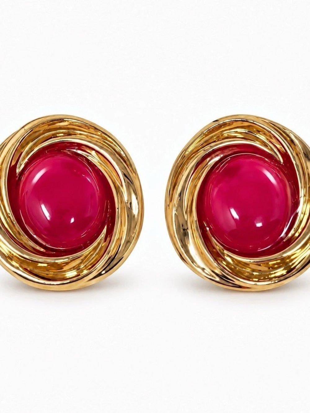 NWT A New Day Raspberry Pink Gold Swirl Oval Stud Earrings